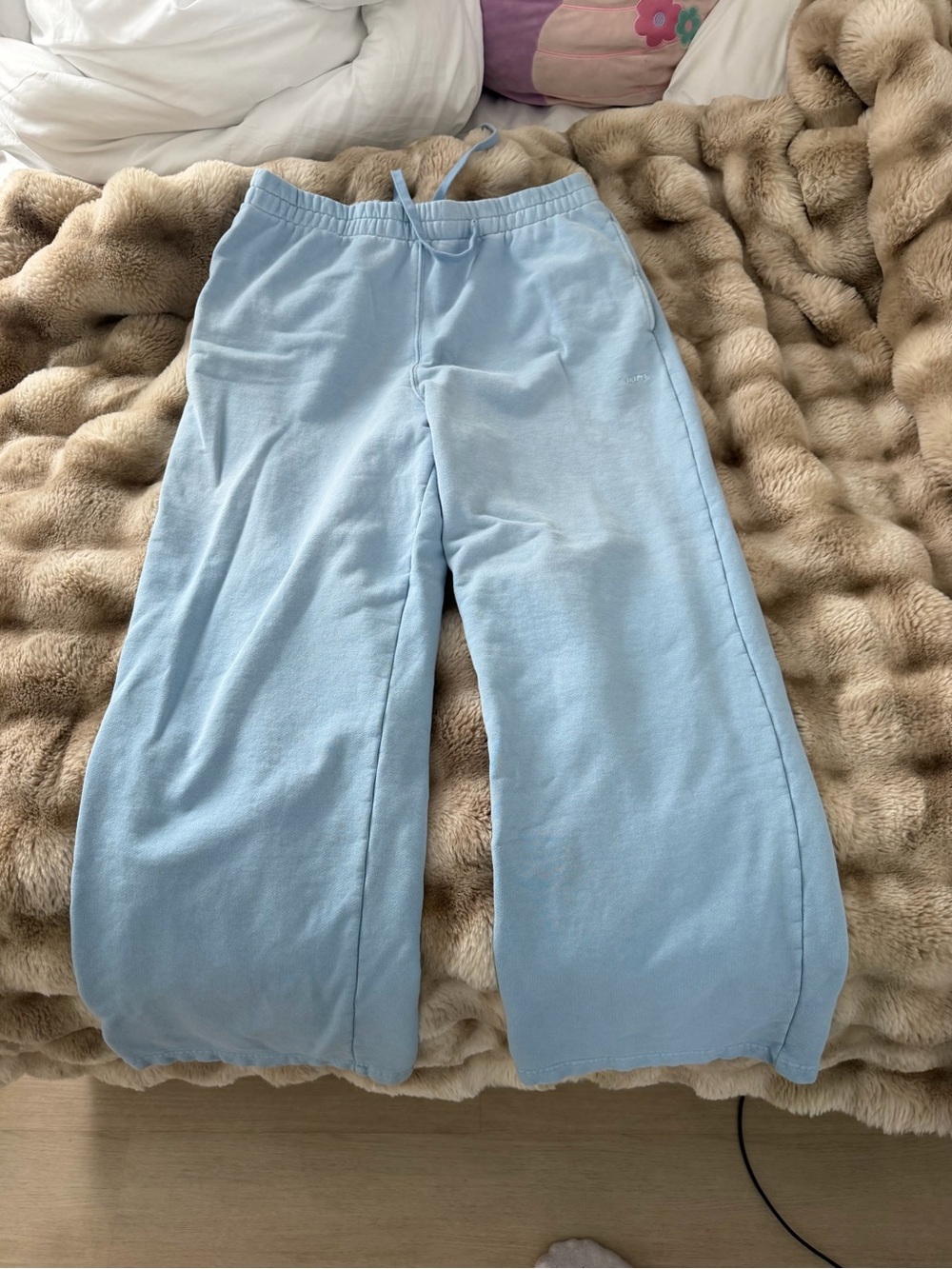 SKIMS Light Blue Wide-Leg Track Pants